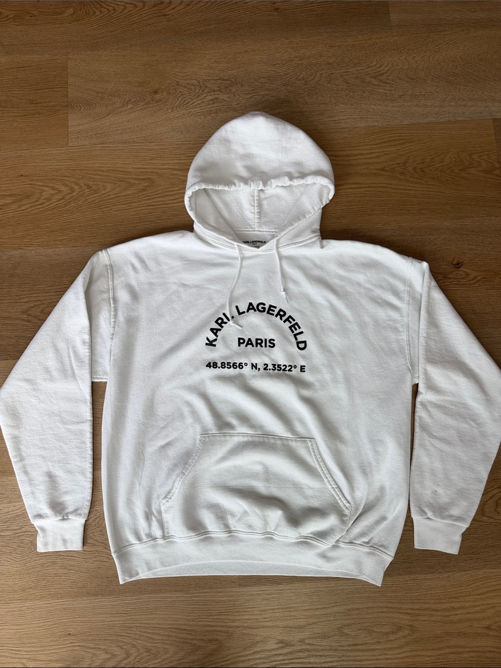 Karl Lagerfeld White Pullover Hoodie with Black Logo Print